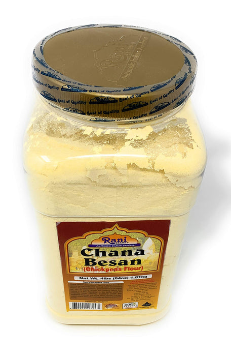 Rani Chana Besan (Chickpeas Flour, Gram) 64oz (4lbs) 1.81kg Bulk PET Jar ~ All Natural | Vegan | Gluten Friendly | NON-GMO | Indian Origin