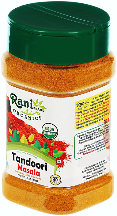 Rani Organic Tandoori Masala (Marinade & Grilled Spice Blend) 8-Spice Indian Blend 3oz (85g) PET Jar ~ All Natural | Vegan | USDA Certified Organic