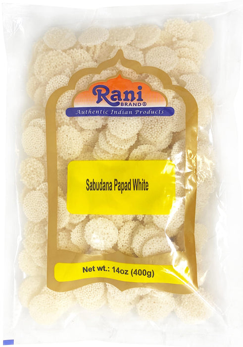 Rani Sabudana (Sago) Papad White 14oz (400g) ~ All Natural, No Preservatives | Vegan | Gluten Friendly | NON-GMO | Indian Origin