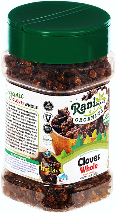 Rani Organic Cloves Whole (Laung Sabut) 2oz (56g) PET Jar, Great for Food, Tea, Pomander Balls and Potpourri ~ All Natural | USDA Certified Organic