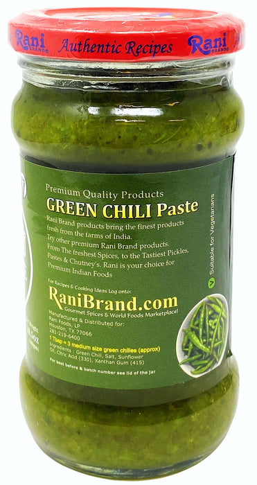 Rani Green Chilli Cooking Paste 10.58oz (300g) Glass Jar ~ Vegan | Gluten Free | NON-GMO | No Colors | Indian Origin