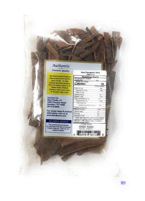 Rani Desi (Dalchini) Flat Cinnamon 3.5oz (100g) ~ All Natural | Vegan | Gluten Friendly | NON-GMO | Indian Origin
