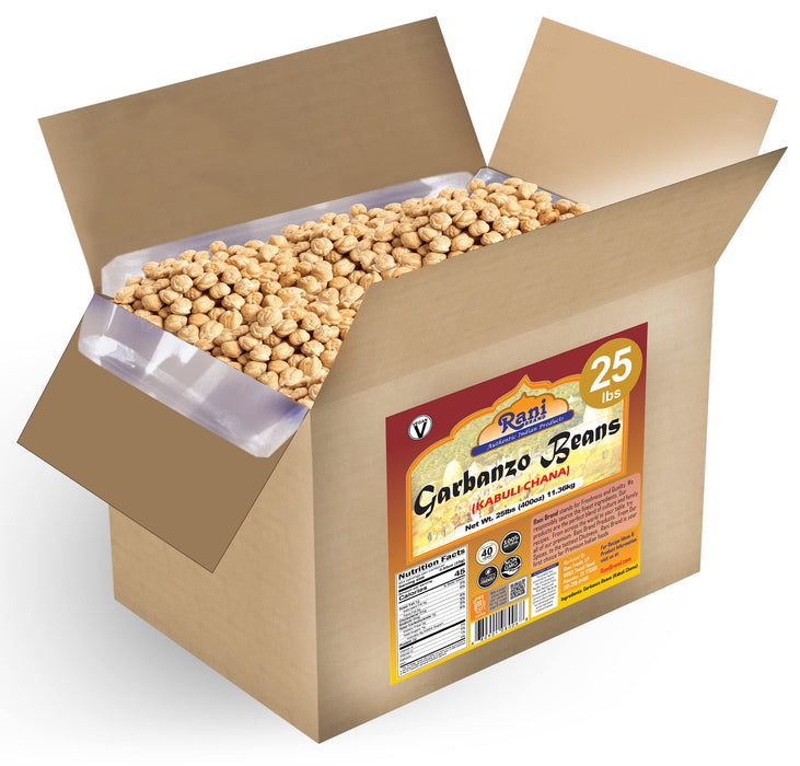 Rani Garbanzo Beans (Kabuli Chana) 400oz (25lbs) 11.36kg Bulk Box ~ All Natural | Vegan | Gluten Friendly | NON-GMO | Indian Origin