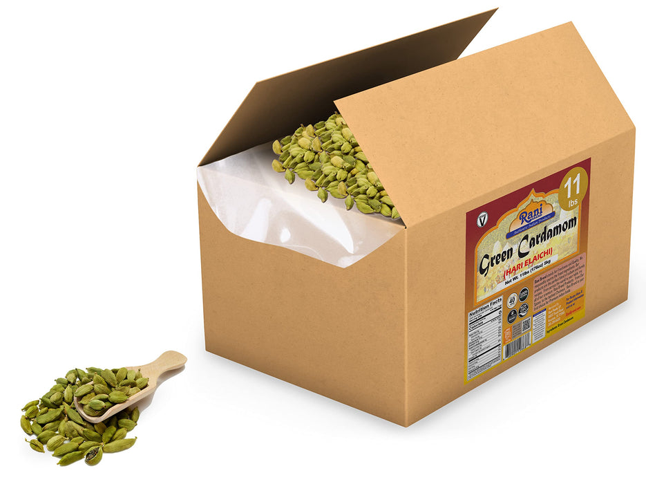 Rani Green Cardamom Pods Spice (Hari Elachi) 176oz (11lbs) 5kg Bulk Box ~ All Natural | Vegan | Gluten Friendly | NON-GMO | Product of India