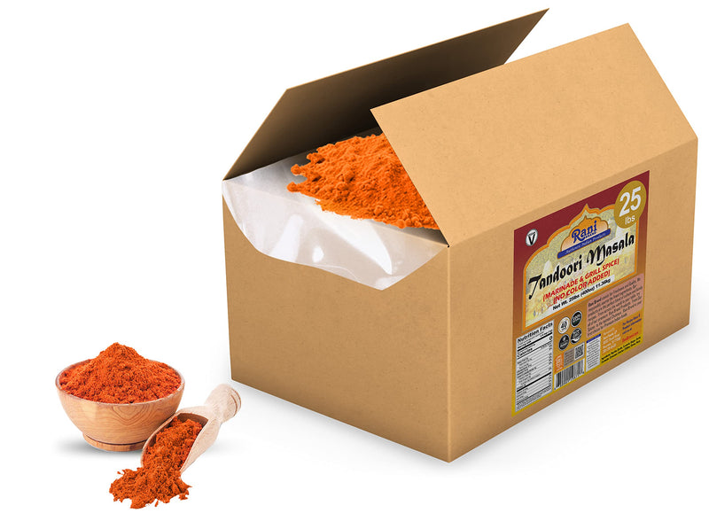 Rani Tandoori Masala (Natural, No Colors Added) Indian 11-Spice Blend 400oz (25lbs) 11.36kg Bulk Box ~ Salt Free | Vegan | Gluten Friendly | NON-GMO | Indian Origin