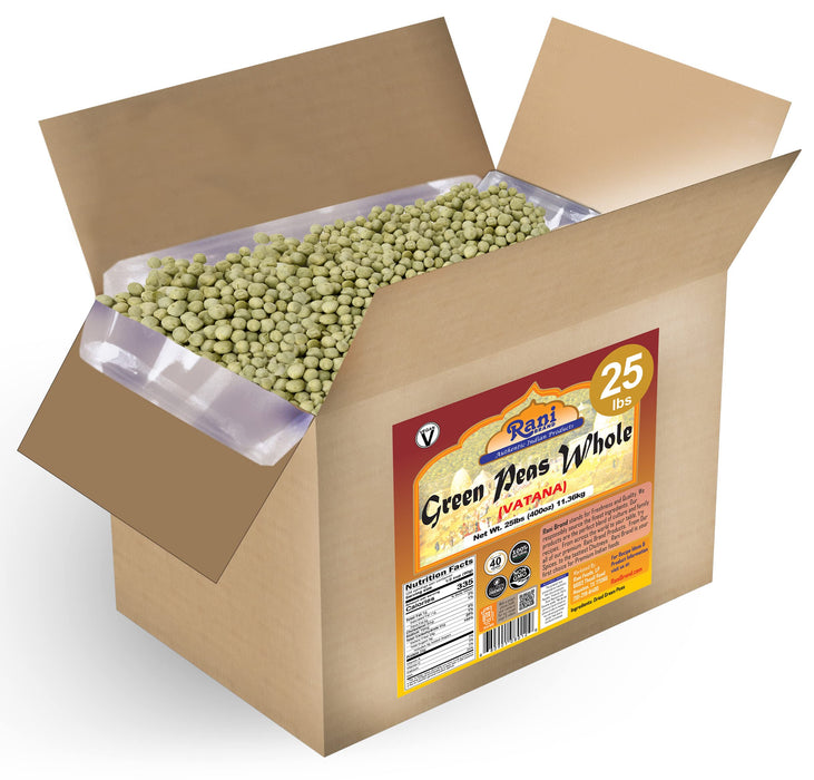 Rani Green Peas Whole, Dried (Marrowfat Peas, Vatana, Matar) 400oz (25lbs) 11.36kg Bulk Box ~ Used to make Mushy Peas | All Natural | Vegan | Gluten Friendly | Product of USA