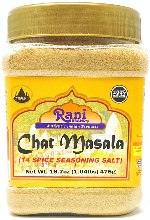 Rani Chat Masala (14 Spice Seasoning Salt) Tangy Indian Seasoning 16.7oz (1.04lbs) 475g PET Jar ~ All Natural | No MSG | Vegan | Gluten Friendly