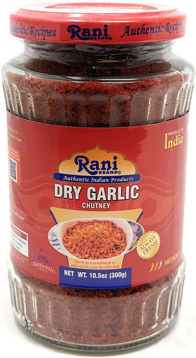 Rani Dry Garlic Chutney 10.5oz (300g) Glass Jar, Ready to Eat ~ All Natural | No Preservatives | Vegan | Gluten Free | NON-GMO | No Colors | Indian Origin