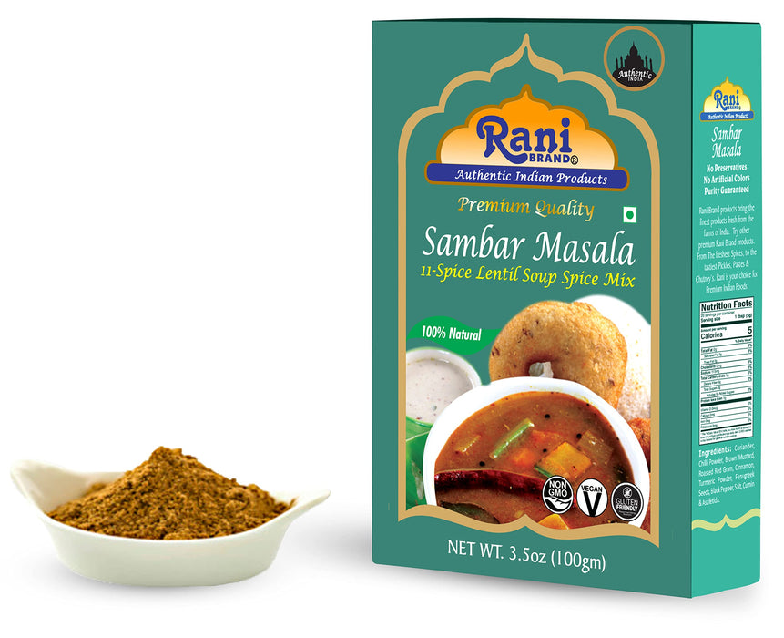 Rani Sambar Masala (Lentil Soup Spice Blend) 3.5oz (100g) ~ All Natural | Vegan | No Colors | Gluten Friendly | NON-GMO | Indian Origin