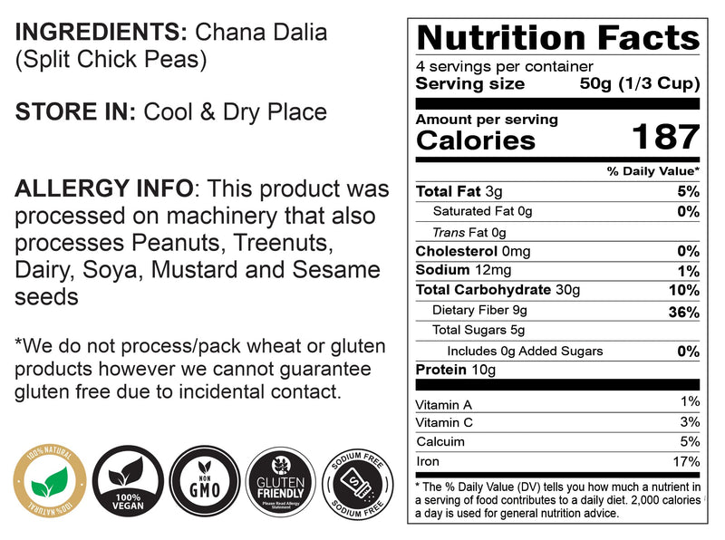 Asian Kitchen Daliya Split (Roasted Split Chickpeas Dalia) 7oz (200g) ~ All Natural | Vegan | Indian Origin