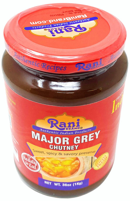 Rani Major Grey Mango Chutney (Indian Preserve) 36oz (2.2lbs) 1kg Value Pack, Glass Jar, Ready to eat, Vegan, Pack of 5+1 FREE ~ Gluten Free