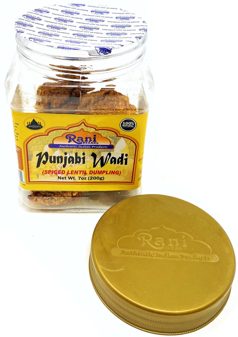 Rani Punjabi Wadi (Vadi) Lentil Spiced Flour Balls 7oz (200g) PET Jar ~ High Protein, All Natural | Vegan | No Colors | Indian Origin