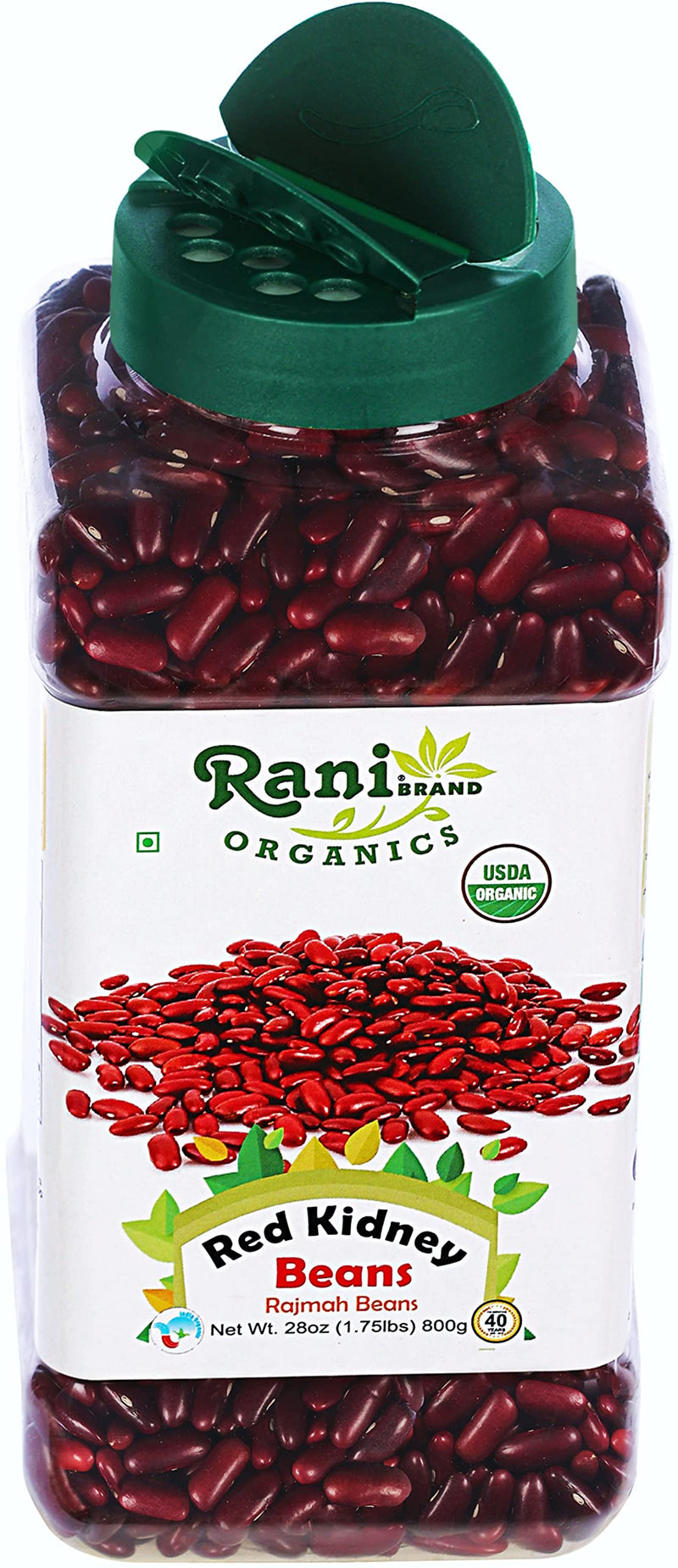 Rani Organic Red Kidney Beans (Rajmah Beans) Light 28oz (800g) PET Jar ~ All Natural | Vegan | Gluten Friendly | NON-GMO | Indian Origin