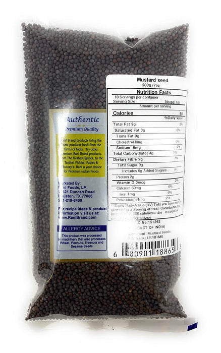 Rani Black Mustard Seeds Whole Spice (Kali Rai) 7oz (200g) ~ All Natural | Gluten Friendly | NON-GMO | Vegan