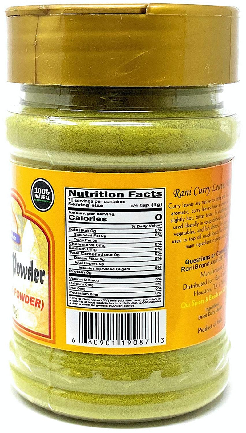 Rani Curry Leaves Powder (Kari Neem Patha) Indian Spice 2.4oz (70g) ~ All Natural | Vegan | Gluten Friendly | NON-GMO | Indian Origin