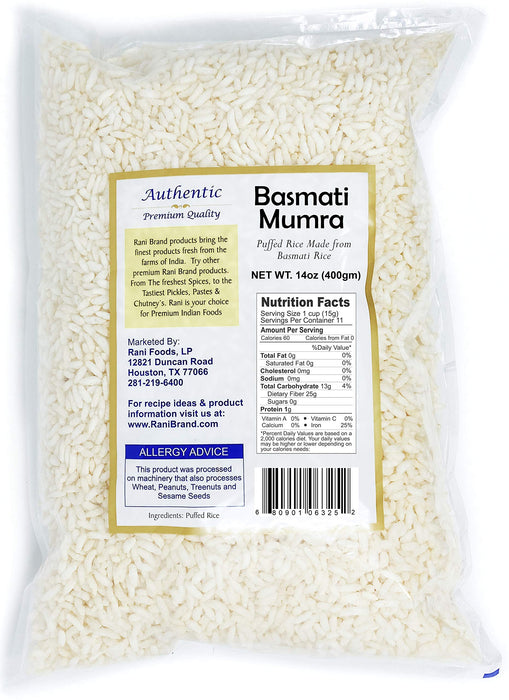 Rani Basmati Mamra (Puffed Rice) 14oz (400g) ~ All Natural, Indian Origin | No Color | Gluten Friendly | Vegan | NON-GMO | No Salt or fillers