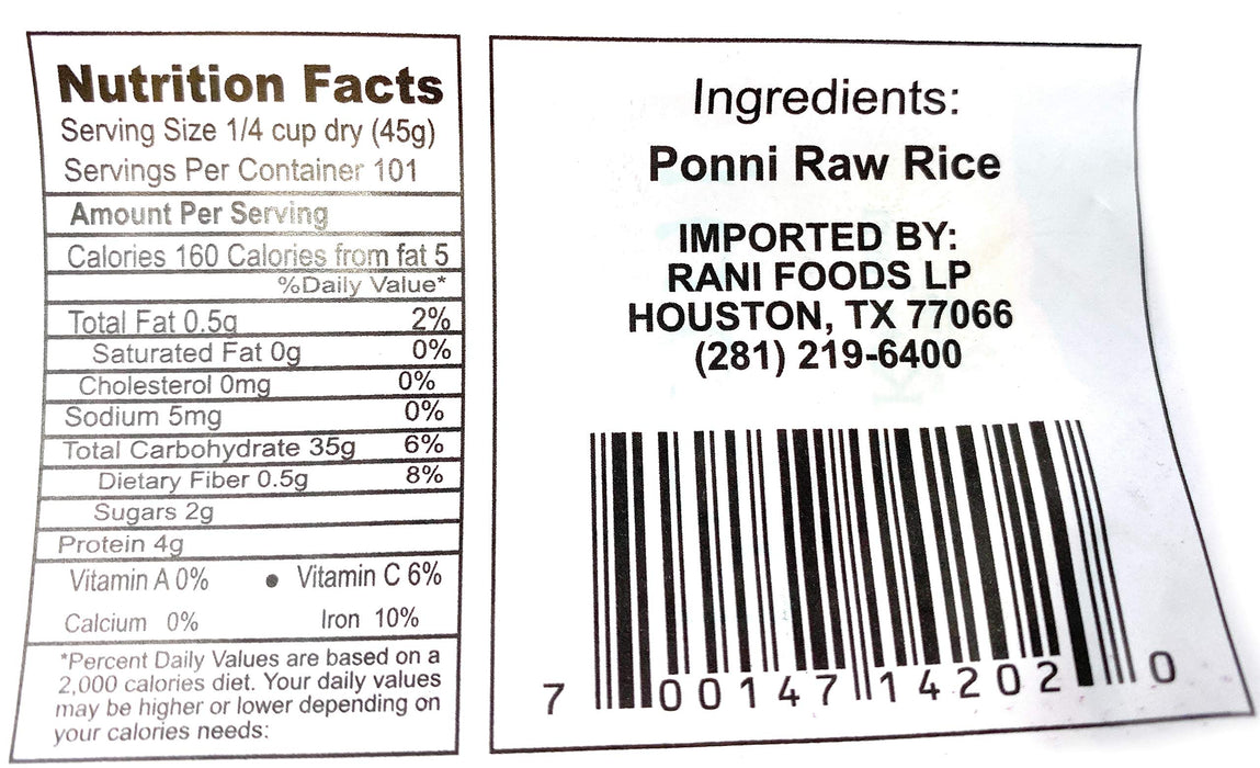 Asian Kitchen Ponni Raw Rice 4-Pound Bag, 4lbs (1.81kg) Short Grain Rice ~ All Natural | Gluten Friendly | Vegan | Indian Origin | Export Quality