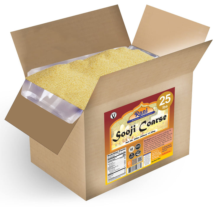 Rani Sooji Coarse (Farina, Suji, Rava, Rawa, Wheat Semolina) Flour 400oz (25lbs) 11.36kg Bulk Box ~ All Natural | Vegan | NON-GMO | Indian Origin