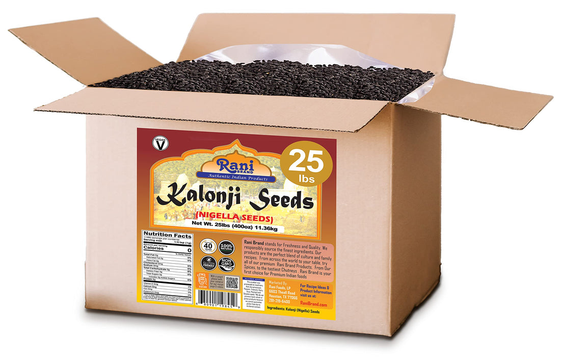 Rani Kalonji Seeds Whole (Black Seed, Nigella Sativa, Black Cumin) Spice 400 Ounce (25lbs) 11.36kg ~ Bulk Box, Gluten Friendly | NON-GMO | Vegan