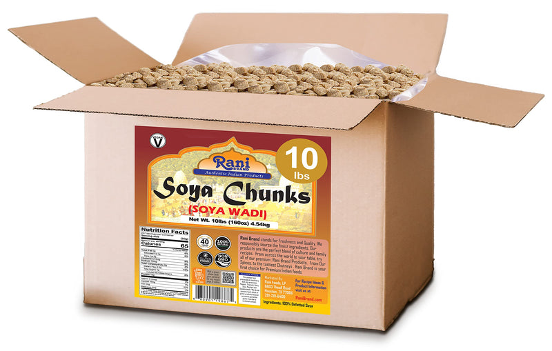 Rani Soya Chunks Nuggets (High Protien) Vadi, 160oz (10lbs) 4.54kg Bulk Box ~ All Natural, Salt-Free | Vegan | No Colors | Gluten Friendly | NON-GMO | Indian Origin | Meat Alternate Substitute