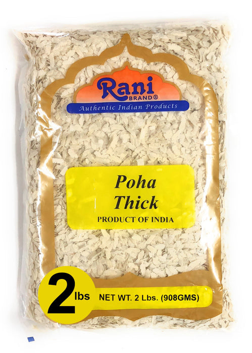 Rani Poha (Powa) Thick Medium-Cut (Flattened Rice) 32oz (2lbs) 908g ~ All Natural, Salt-Free | Vegan | No Colors | Gluten Friendly | Indian Origin