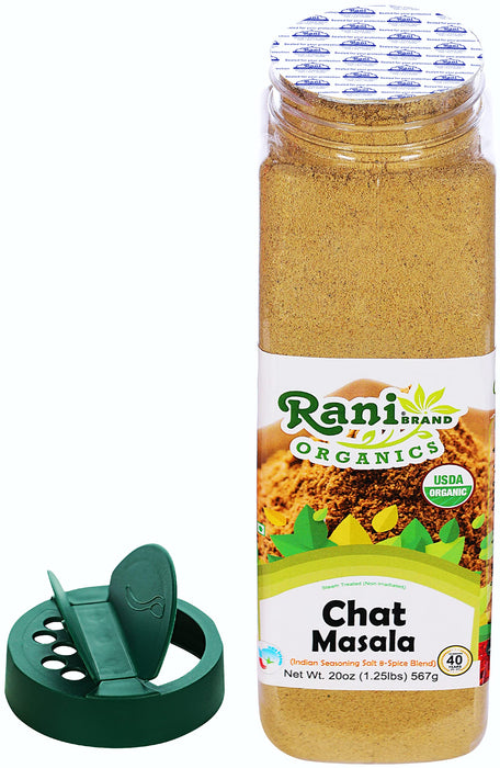 Rani Organic Chat Masala (8-Spice Seasoning Salt) Tangy Indian Seasoning 20oz (1.25lbs) 567g PET Jar ~ All Natural | USDA Certified Organic