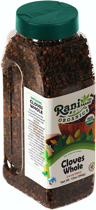 Rani Organic Cloves Whole (Laung Sabut) 12oz (340g) PET Jar, Great for Food, Tea, Pomander Balls and Potpourri ~ All Natural | USDA Certified Organic