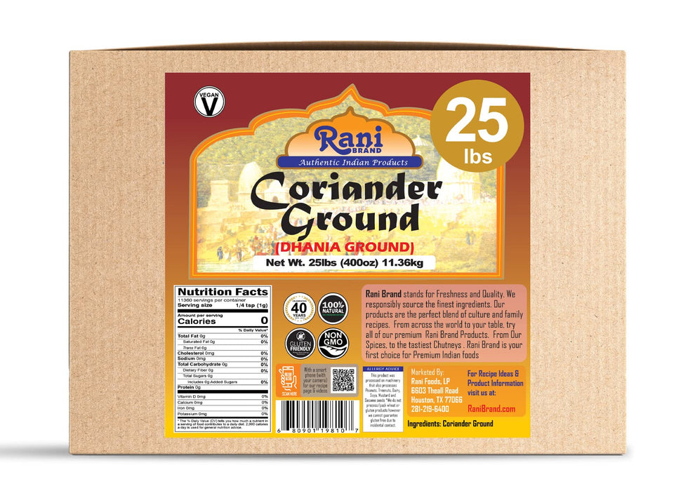 Rani Coriander Ground Powder (Indian Dhania) Spice 25-Pound (400 Ounce) 11.36kg ~ Bulk Box ~ All Natural, Salt-Free | Vegan | No Colors