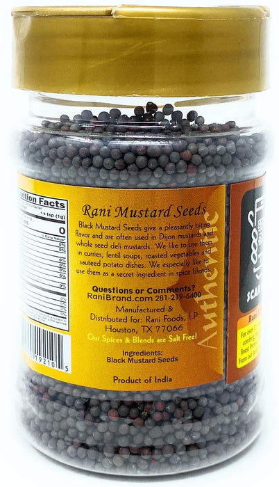 Rani Black Mustard Seeds Whole Spice (Rai Sarson) 3.5oz (100g) PET Jar ~ All Natural | Gluten Friendly | NON-GMO | Vegan | Indian Origin