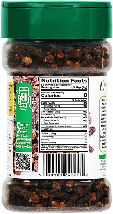 Rani Organic Cloves Whole (Laung Sabut) 2oz (56g) PET Jar, Great for Food, Tea, Pomander Balls and Potpourri ~ All Natural | USDA Certified Organic