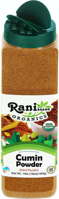 Rani Organic Cumin Powder (Jeera Powder) 16oz (1lb) 454g PET Jar ~ All Natural | Vegan | Gluten Friendly | Indian Origin | USDA Certified Organic