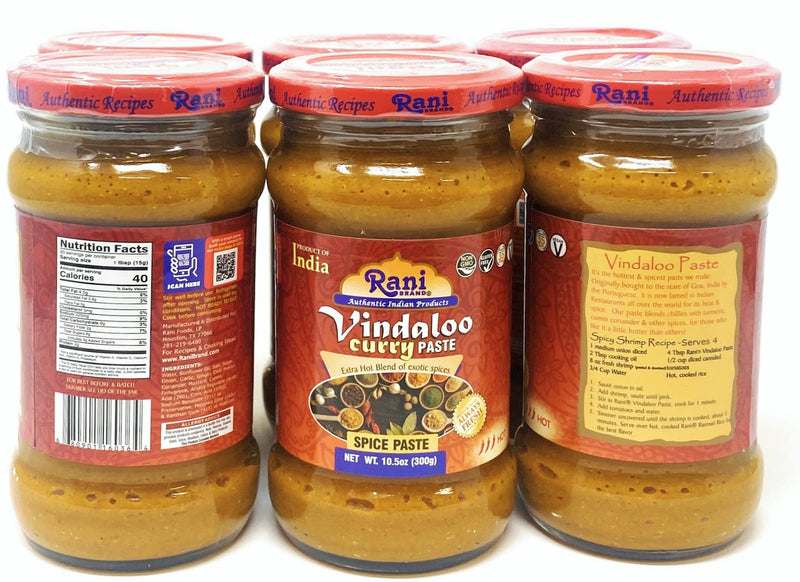 Rani Vindaloo Curry Cooking Spice Paste, Hot! 10.5oz (300g) Glass Jar, Pack of 5+1 FREE ~ No Colors | All Natural | NON-GMO | Vegan | Gluten Free