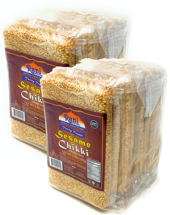 Rani Sesame Chikki (Brittle Candy) 100g (3.5oz) x Pack of 20 ~ All Natural | Vegan | No colors | Gluten Friendly | Indian Origin