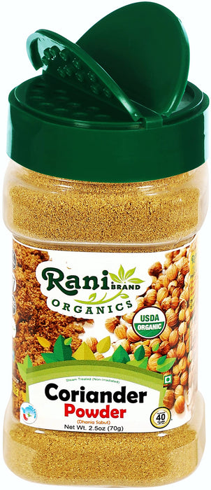 Rani Organic Coriander Powder (Dhania Powder 2.5oz (70g) PET Jar ~ All Natural | Vegan | Gluten Friendly | Indian Origin | USDA Certified Organic