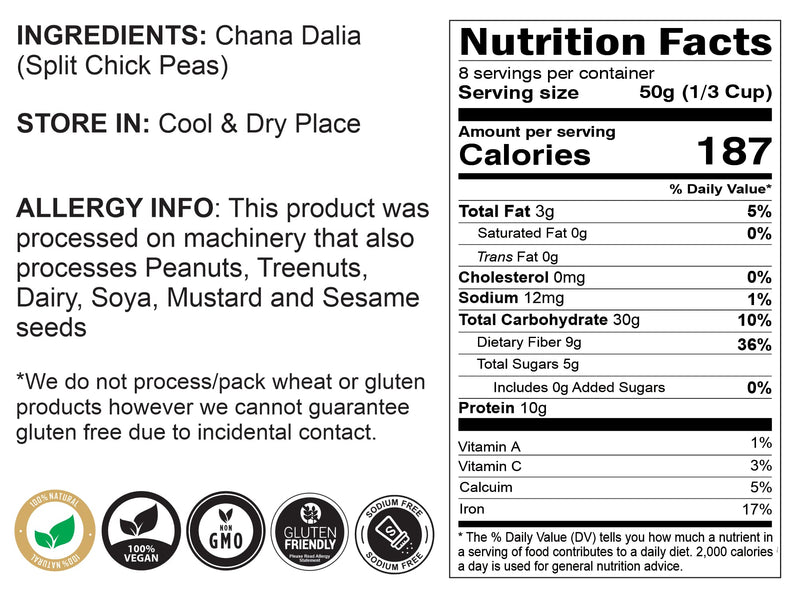 Asian Kitchen Daliya Split (Roasted Split Chickpeas Dalia) 400g (14oz) ~ All Natural | Vegan | Indian Origin