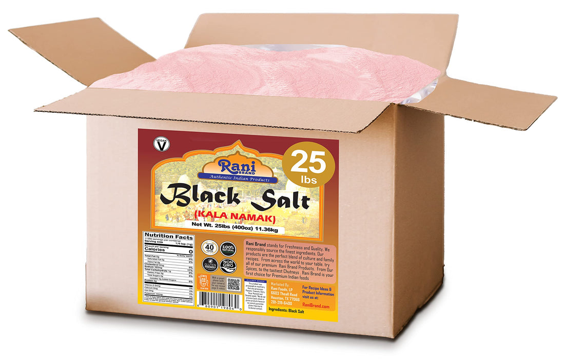 Rani Black Salt Powder (Kala Namak) Mineral 400oz (25lbs) 11.36kg Bulk Box ~ Unrefined, Pure and Natural | Vegan | Gluten Friendly | Indian Origin