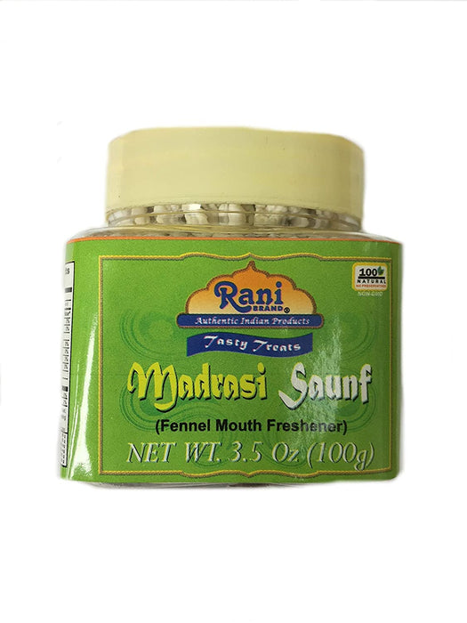 Rani Sweet Menthol Fennel Candy (Madrasi Saunf) 3.5oz (100g) ~ Indian After Meal Digestive Treat | Vegan | Gluten Friendly | NON-GMO | Indian Origin