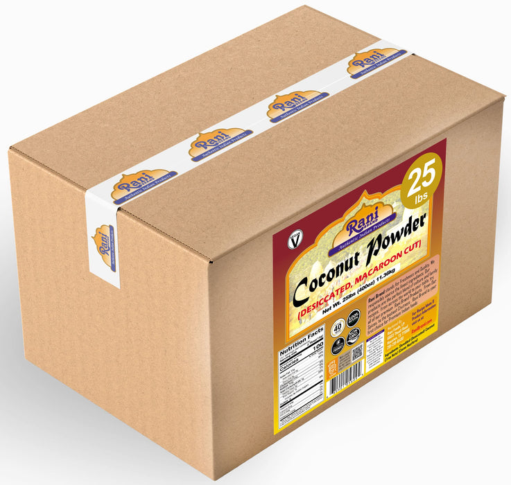 Rani Coconut Fine Powder (Desiccated, Macaroon Cut) 400oz (25lbs) 11.36kg, Bulk Box, Raw (uncooked, unsweetened) ~ All Natural | Vegan | Gluten Friendly