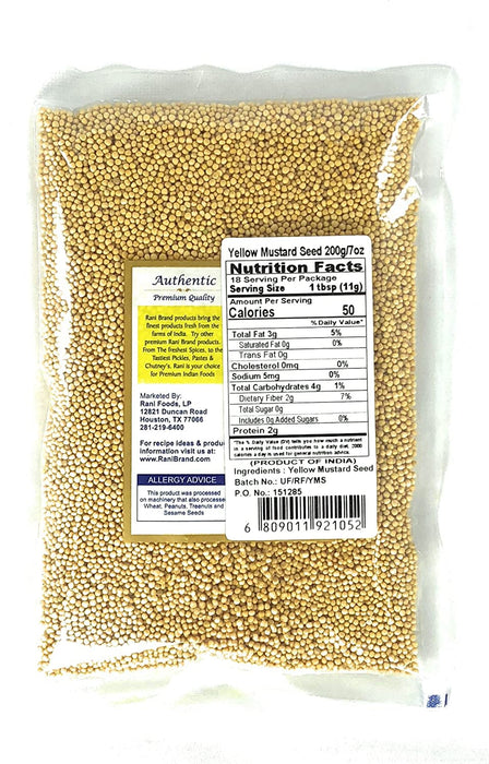 Rani Yellow Mustard Seeds Whole Spice 7oz (200g) ~ All Natural | Vegan | Gluten Friendly | NON-GMO | Indian Origin
