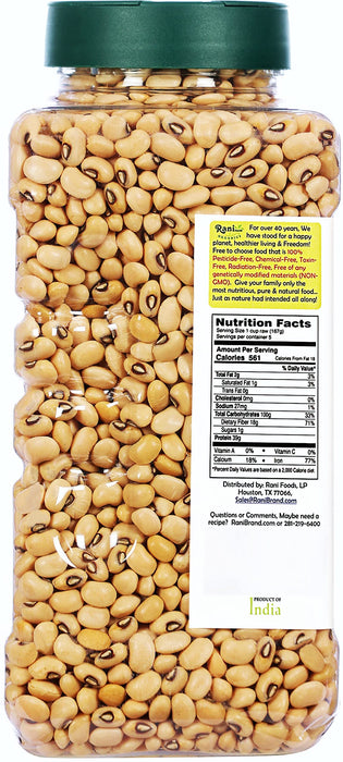 Rani Organic Black Eyed Peas (Dried Lobia) 32oz (2lbs) 908g PET Jar ~ All Natural | Vegan | Gluten Friendly | USDA Certified Organic