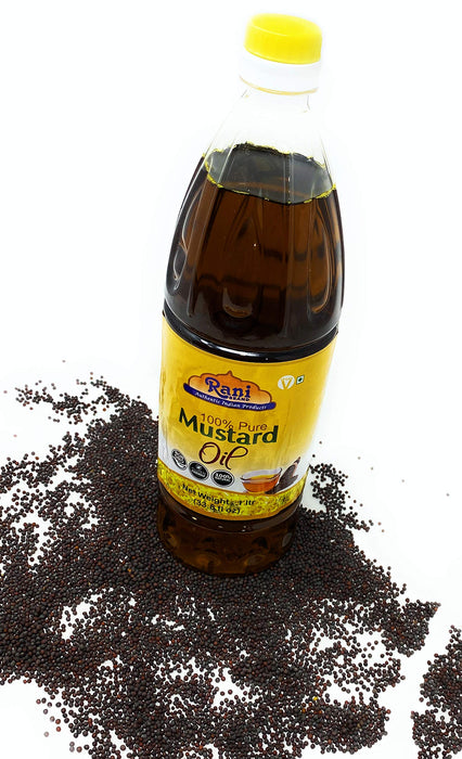 Rani Mustard Oil (Kachi Ghani) 33.8 Ounce (1 Liter) Pack of 12, NON-GMO | Gluten Free | Vegan | 100% Natural