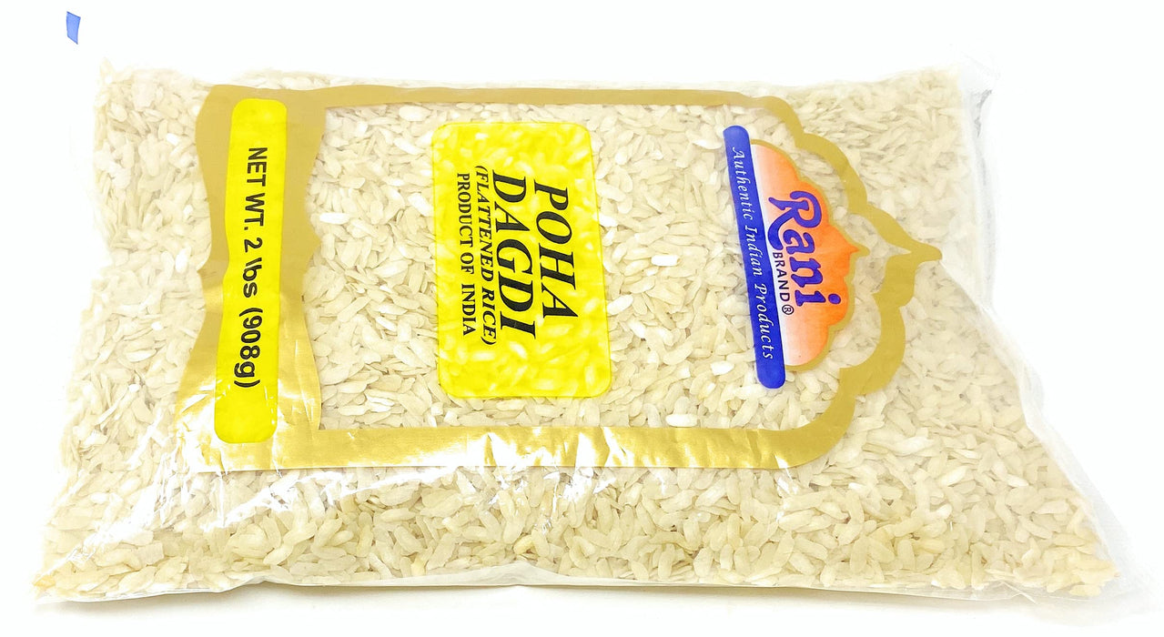 Rani Poha (Powa) Extra Thick Dagadi-Cut (Flattened Rice) 32oz (2lbs) 908g Bulk ~ All Natural, Salt-Free | Vegan | No Colors | Gluten Friendly | Indian Origin