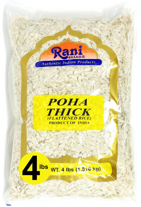 Rani Poha (Powa) Thick Medium-Cut (Flattened Rice) 64oz (4lbs) 1.81kg Bulk ~ All Natural, Salt-Free | Vegan | No Colors | Gluten Friendly | Indian Origin