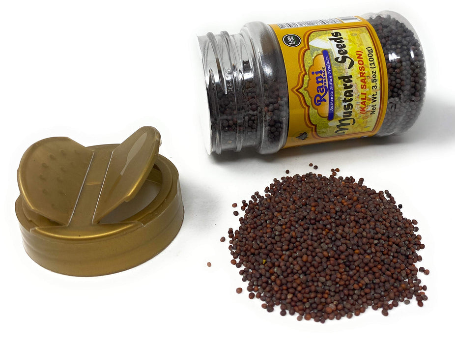Rani Black Mustard Seeds Whole Spice (Rai Sarson) 3.5oz (100g) PET Jar ~ All Natural | Gluten Friendly | NON-GMO | Vegan | Indian Origin