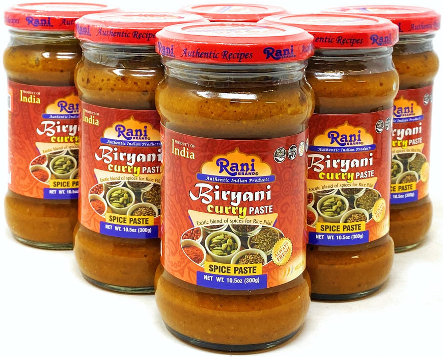 Rani Biryani Masala Curry Paste (Cooking Spice Paste for Indian Rice Dishes, Pullao / Pilau) 10.5oz (300g) Glass Jar, Pack of 5+1 FREE ~ All Natural