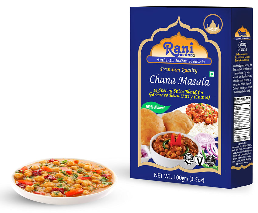 Rani Chana Masala (Garbanzo Curry 15-Spice Blend) 3.5oz (100g) ~ All Natural | Vegan | No Colors | Gluten Friendly | NON-GMO