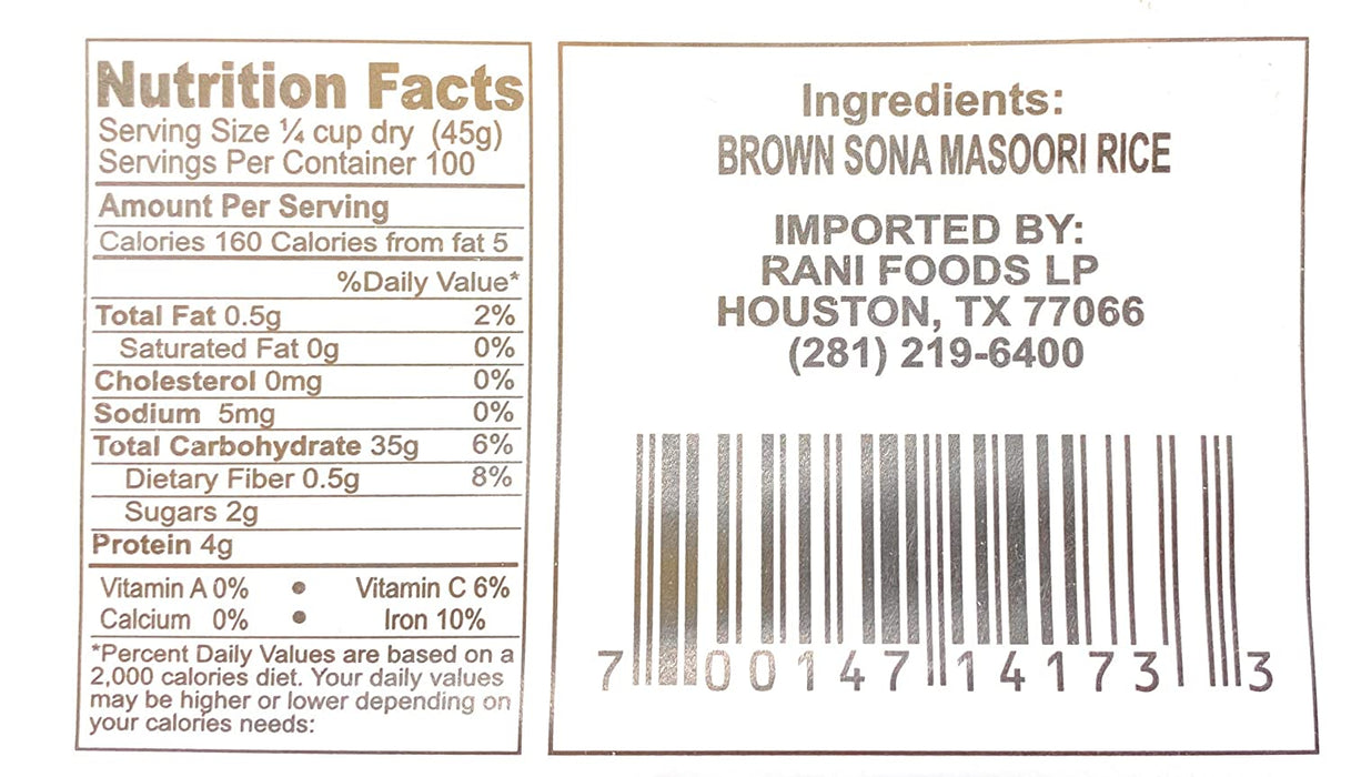 Asian Kitchen Brown Sona Masoori Aged Rice 4lbs (1.81kg) Short Grain Rice ~ All Natural | Gluten Friendly | Vegan | Indian Origin | Export Quality