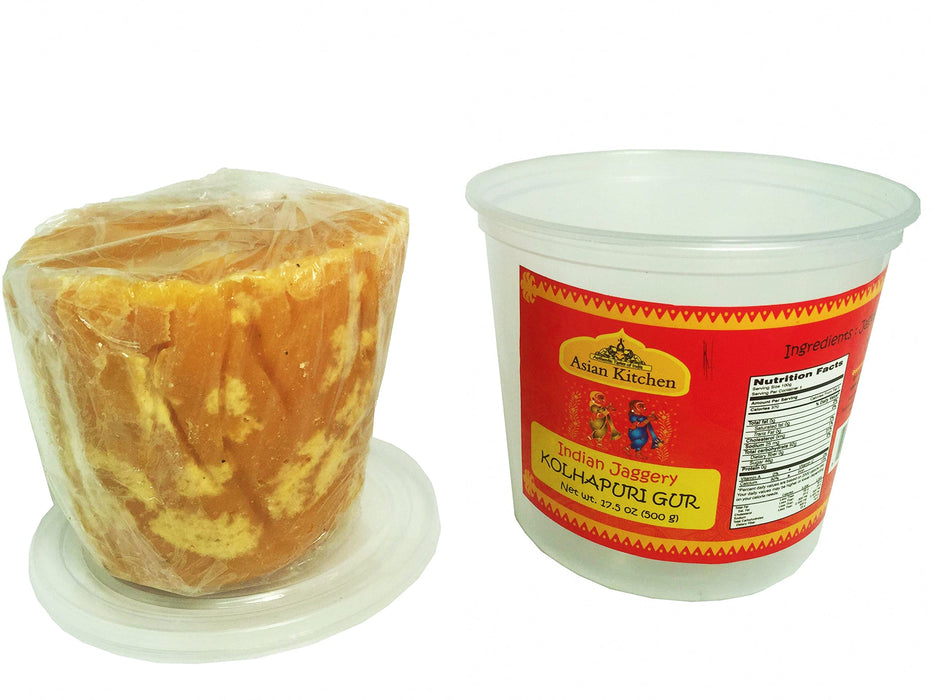 Asian Kitchen Kolhapuri Gur (Jaggery) 175oz (11lbs) 5kg PET Jar ~ Unrefined Cane Sugar | No Color added | Gluten Friendly | Vegan | NON-GMO