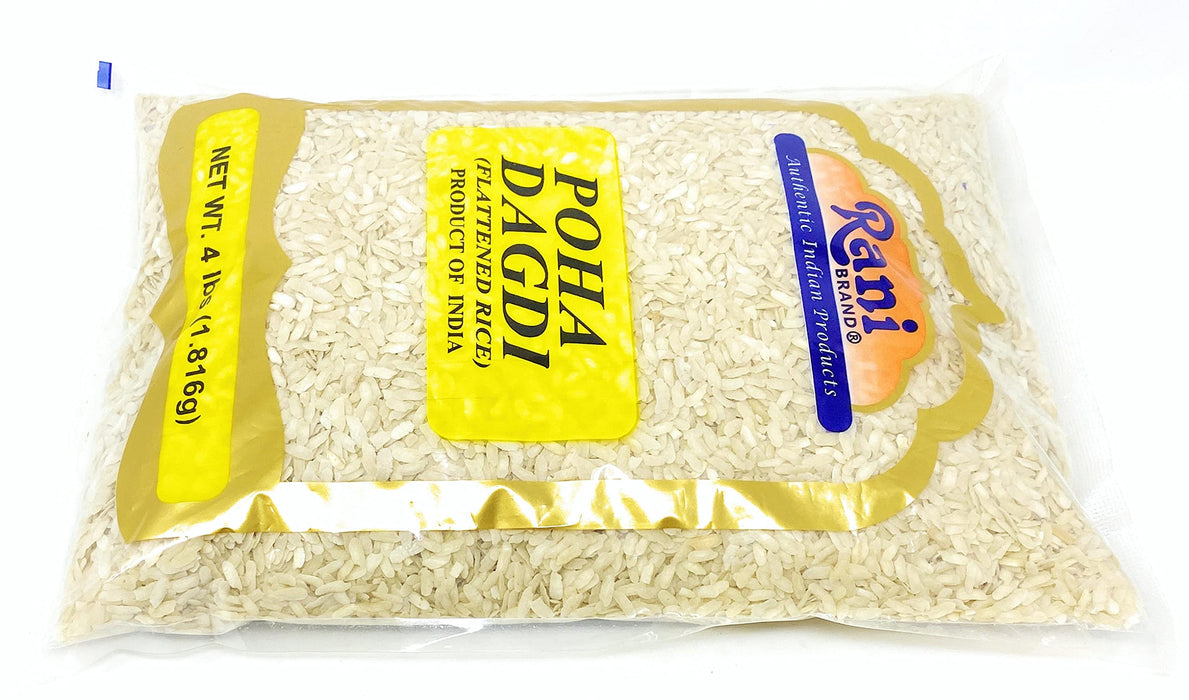Rani Poha (Powa) Extra Thick Dagadi-Cut (Flattened Rice) 64oz (4lbs) 1.81kg Bulk ~ All Natural, Salt-Free | Vegan | No Colors | Gluten Friendly | Indian Origin