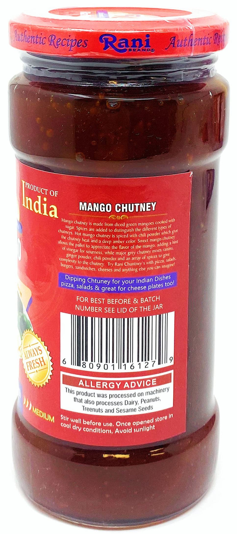 Rani Hot Mango Chutney (Spicy Indian Preserve) 18oz (1.1lbs) 500g Glass Jar, Ready to eat, Vegan ~ Gluten Free, All Natural, NON-GMO